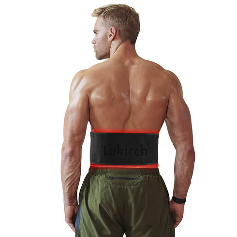 lukirch red infrared led light therapy belts with 180 leds, 660nm & 850nm, is used for pain relief, weight loss of back and waist flexibly by 3pcs stretchy bands